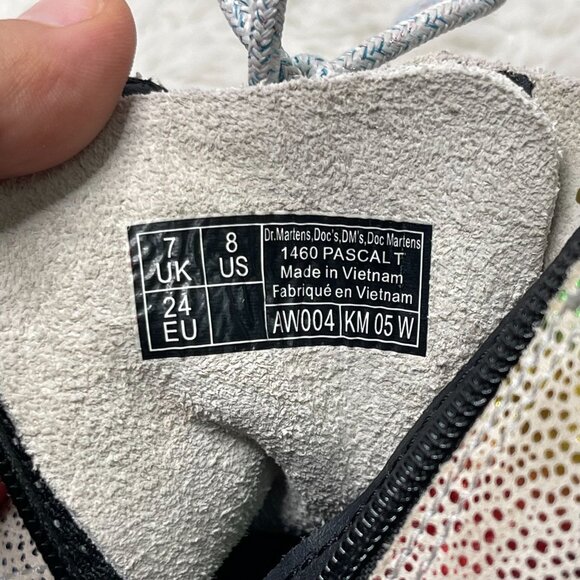 Dr. Martens #1460 Kid's Pascal T Rainbow Glitter Boots Lace Up Shoes Size US 8 - Picture 6 of 10